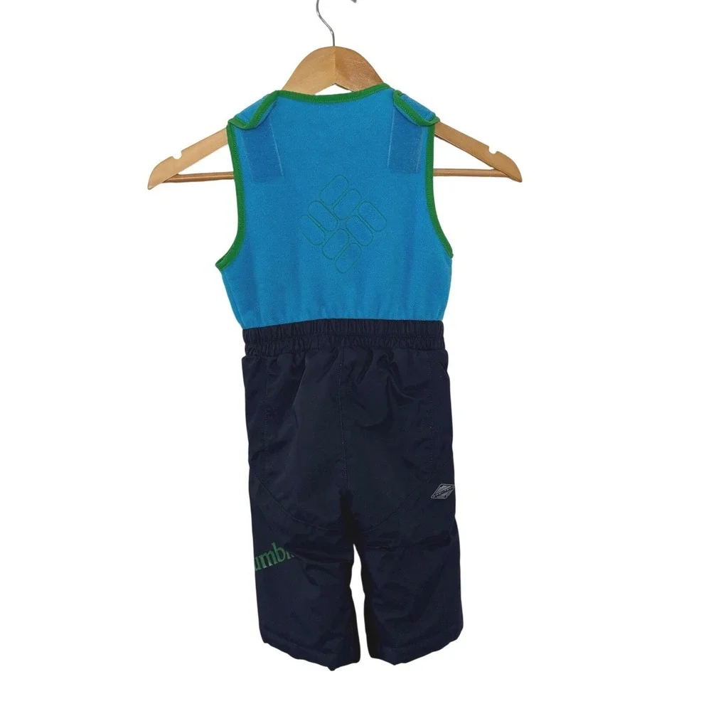 Columbia Kids Snow Bibs Blue Fleece Navy Nylon Winter Overalls 18 Months